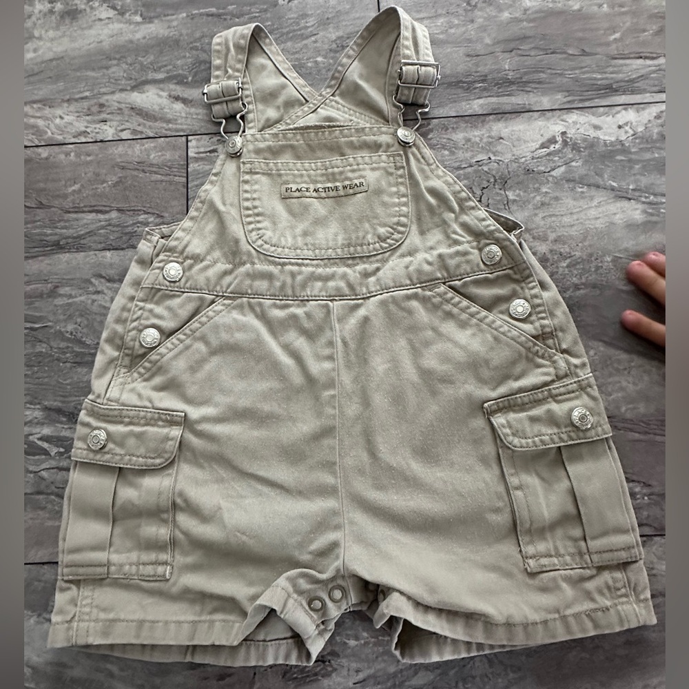 Vintage Children's Place Khaki Short Overalls 12 M 0174